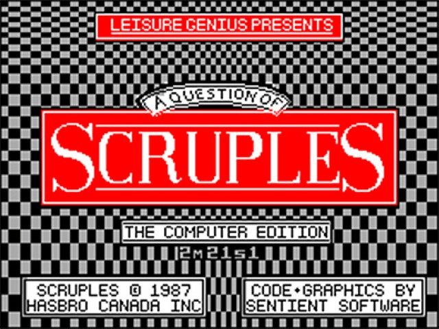 A Question of Scruples title screen for ZX Spectrum